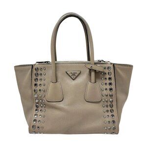 PRADA - Pink Beige Leather Handbag 585-081625